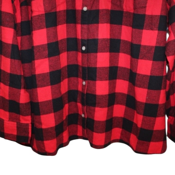CROFT & BARROW NWT Plaid Flannel Shirt in Red/Black Size PXXL — PETITE XXL — NWT - Picture 6 of 9